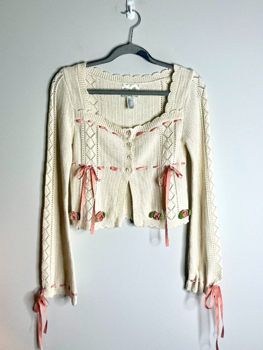 Betsey Johnson x Forever 21 Crochet Cardigan Sweater Girlhoodcore Cottagecore S